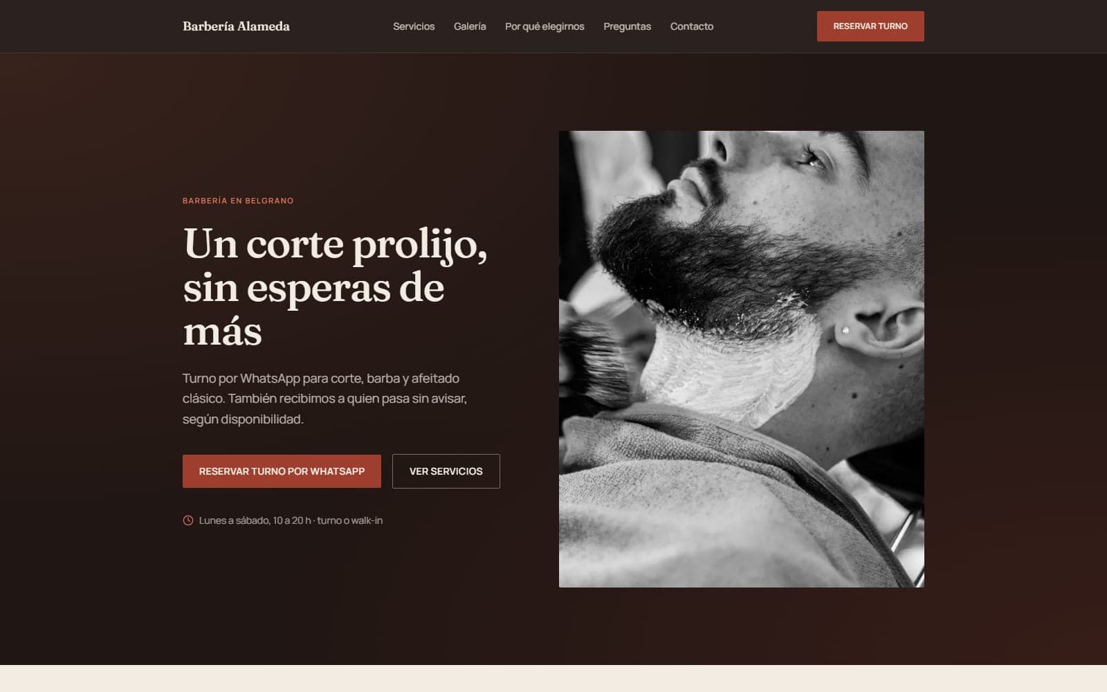 Captura de la demo de Barbería Alameda