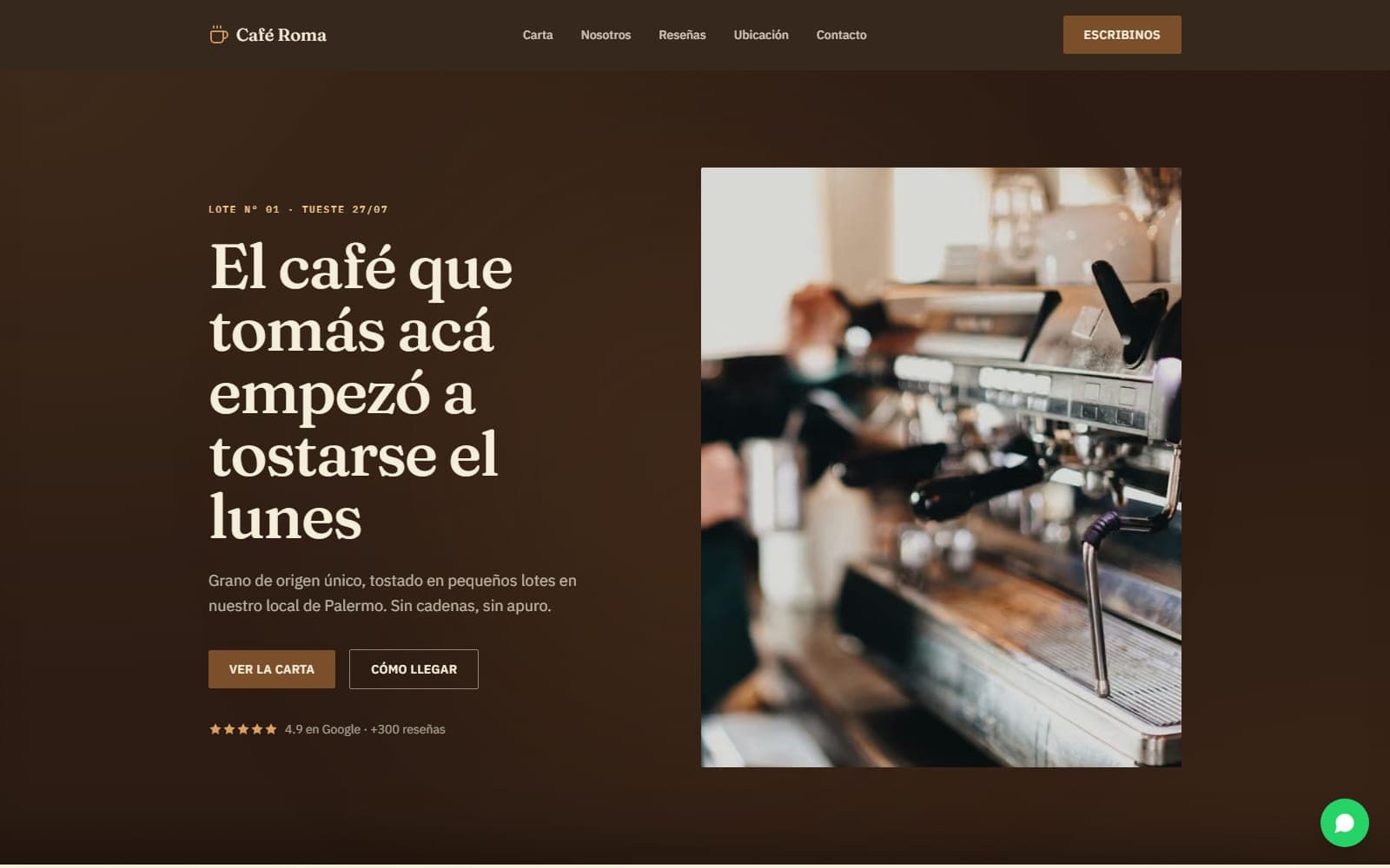 Captura de la demo de Cafeteria Roma