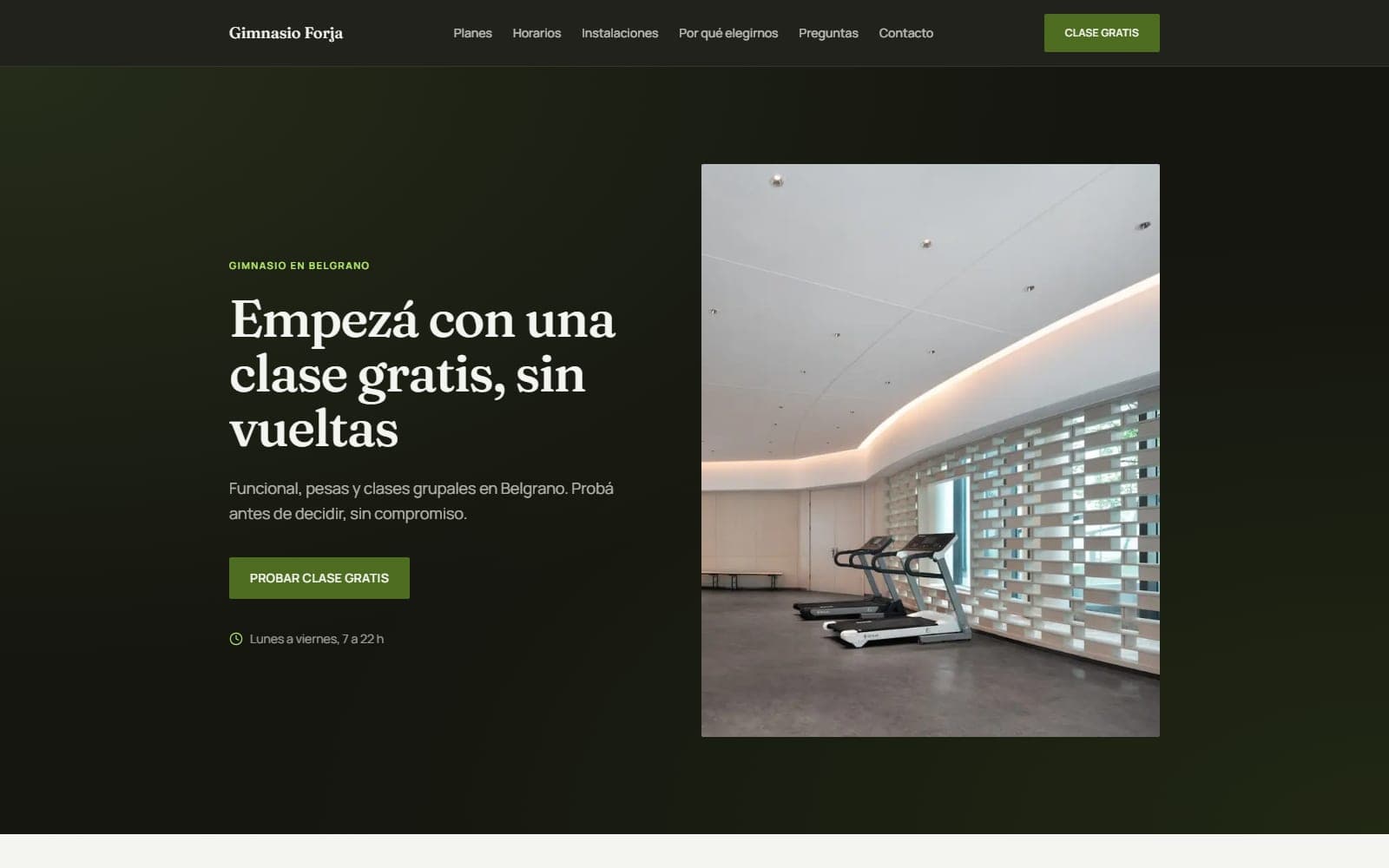Captura de la demo de Gimnasio Forja