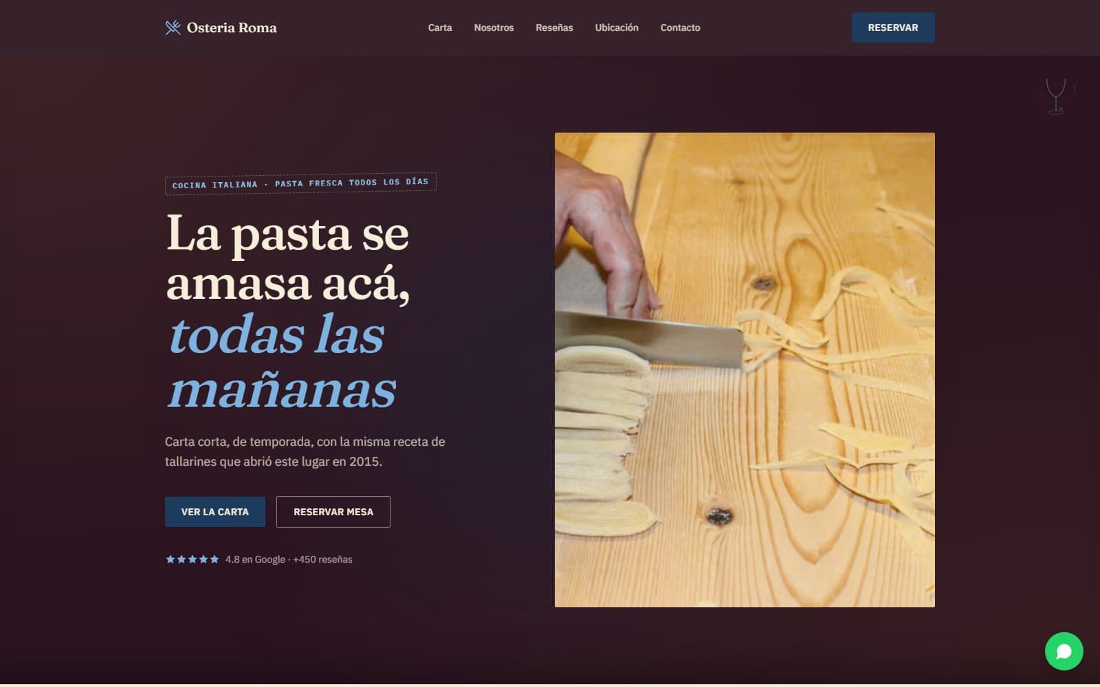 Captura de la demo de Restaurant Italiano